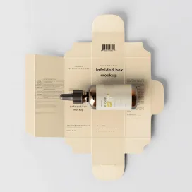 Unfolded Box and Amber Glass Dropper Bottle 07